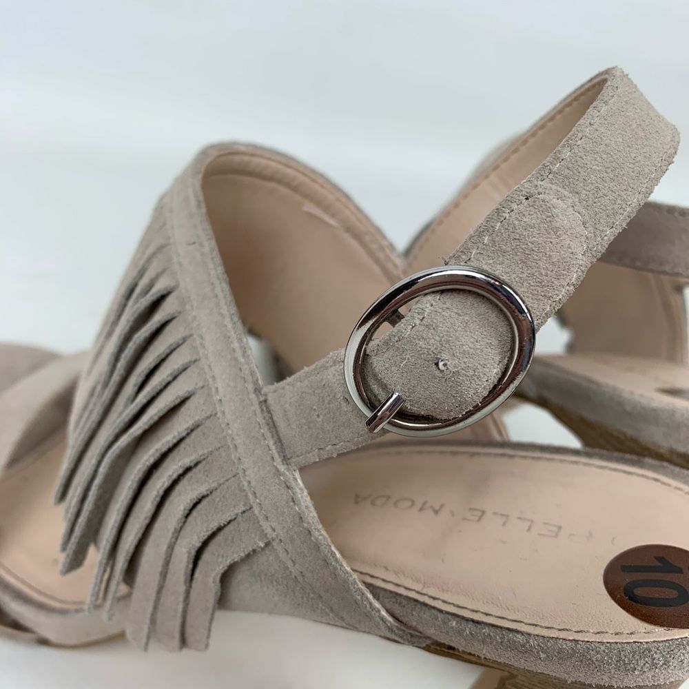 Pelle Moda Nora Suede Fringed Sandals Size 10 - Picture 5 of 7